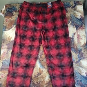 St. John's Bay Men's St. Johns Bay Red Tartan Plaid Fleece Sleep Pants Pajama XL